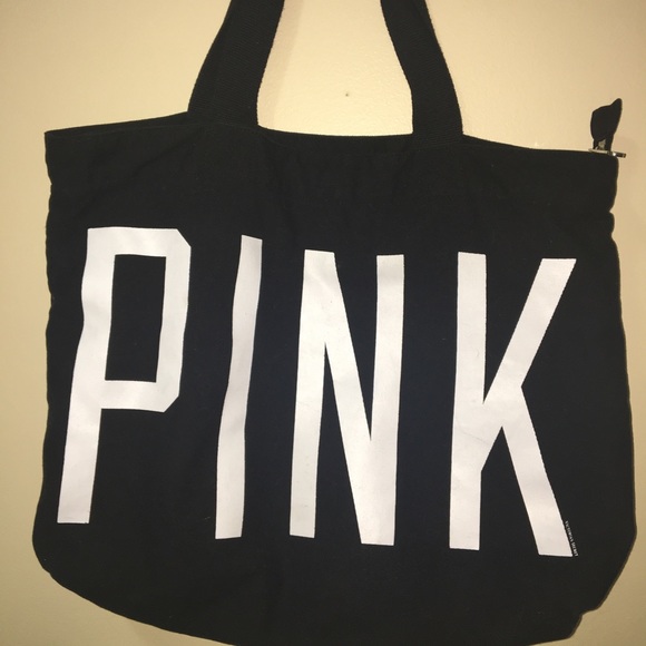 Victoria Secret Pink Bag Handbags - Victoria Secret Pink Large Black Tote Bag